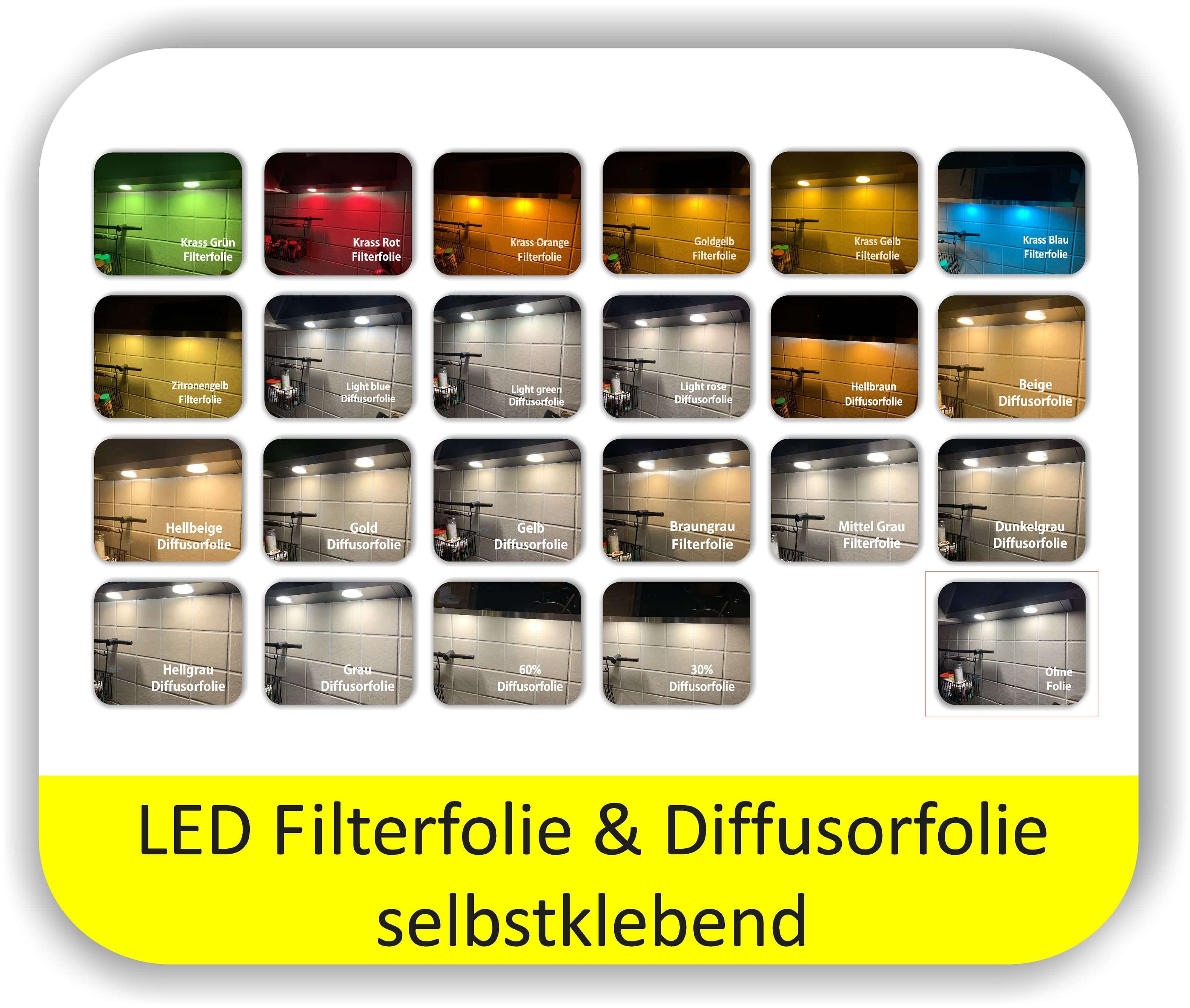 Zuschnitt Diffusorfolie Warmlicht Gelb - LED Filterfolie Tönungsfolie